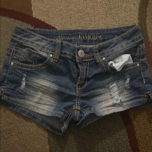 Almost Famous Blue Jean Shorts with Frayed Hems